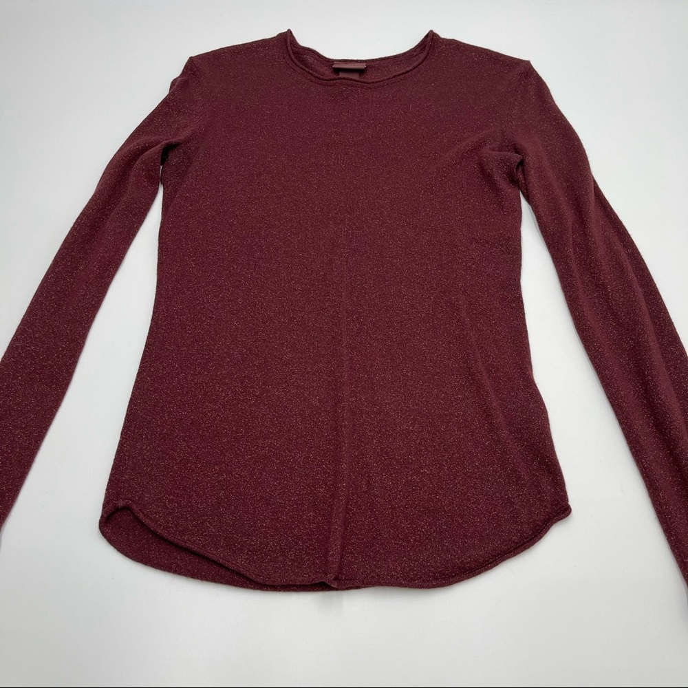 H&M Maroon Shimmer Long Sleeve Top Size Us 2